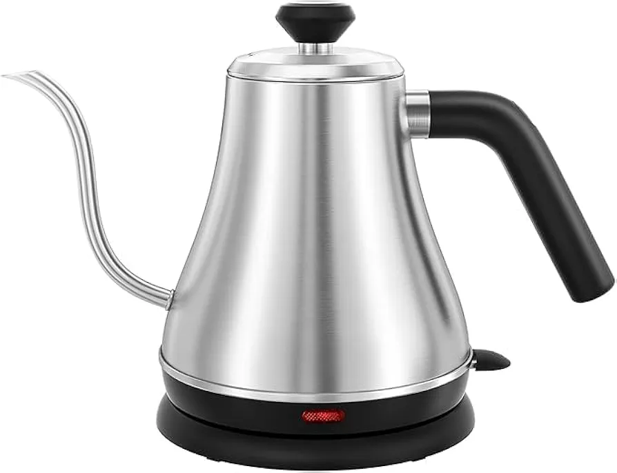 Electric Gooseneck Kettle, Stainless Steel, 27 fl oz, 1000W, Auto Shut Off (Stainless Steel)