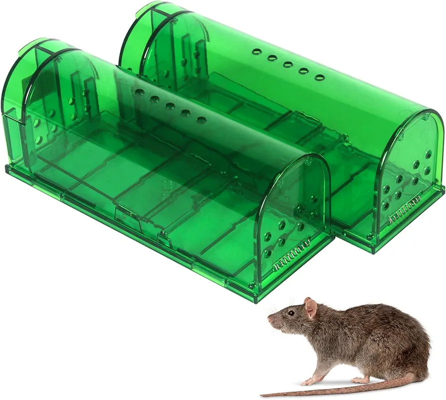 2 Pack Mouse Traps Humane Mice Rat Mouse Traps Indoor for Home Catch and Release with NO Kill - Reusable Mouse Trap for Small Rodent, Voles, Hamsters, Moles Catcher That Works - Small