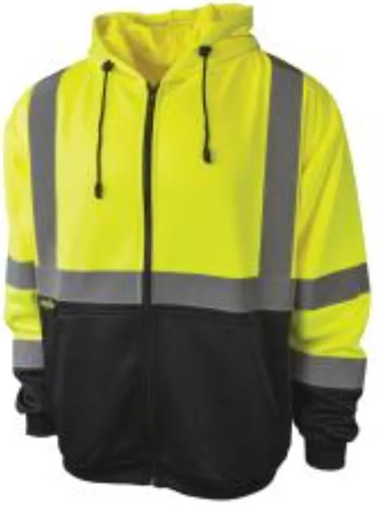 Radians SJ01B-3ZGS CLASS 3 HOODED SWEATSHIRT- HI-VIZ GREEN, Green, Large