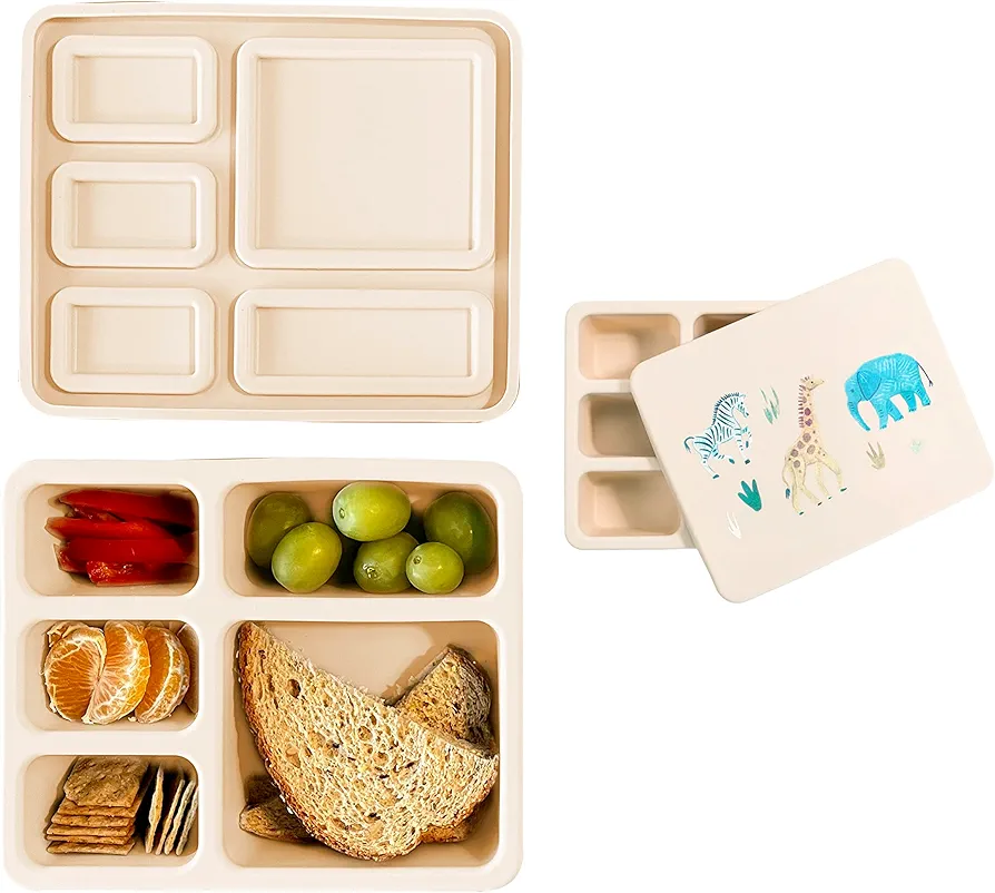 Austin Baby Co Leak-Proof Bento Lunch Box for Kids – Silicone Kids Lunch Container with 5 Leakproof Compartments – Food-Safe Materials, Sturdy, Dishwasher Safe, and BPA Free