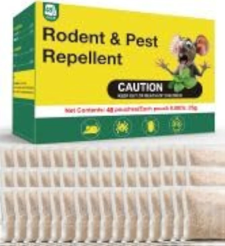 Rodent Control Pouches, Natural Peppermint and Cinnamon Oils, Long-Lasting Protection, 48 Pack