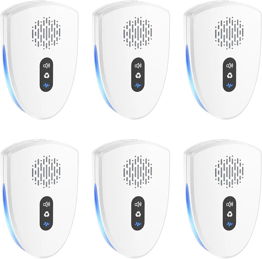 Ultrasonic Pest Control Repeller, Mouse Spider Mice Roach Bug Repellent Indoor Rodent Repellent Ultrasonic Plug in for House Kitchen Garage Warehouse 6 Pack