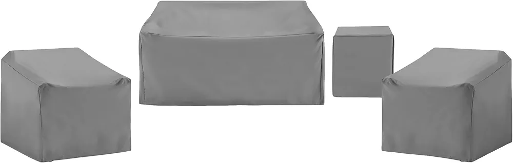 Crosley Furniture Patio Furniture Covers, Waterproof 4-Piece Cover Set for Outdoor Chairs, Loveseat, Table, Gray