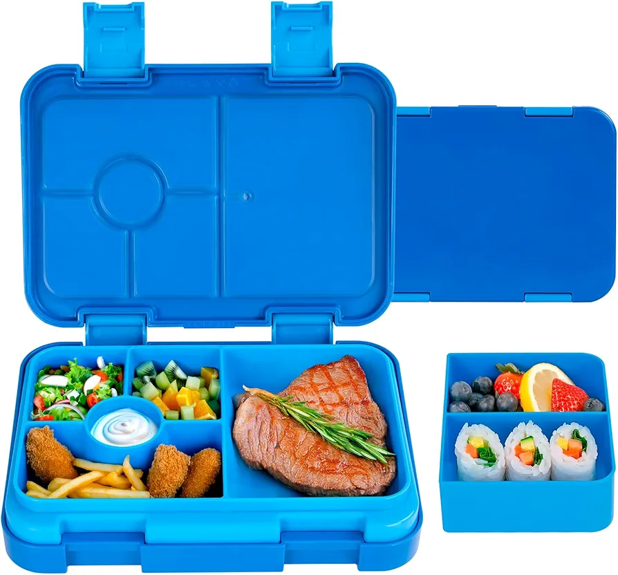 Bento Lunch Box for Kids & Toddlers, Leak-Proof Lunchbox with 5/6 Compartments Back to School, Snack Containers for On-the-Go Meal, Made with Safe BPA-Free Material