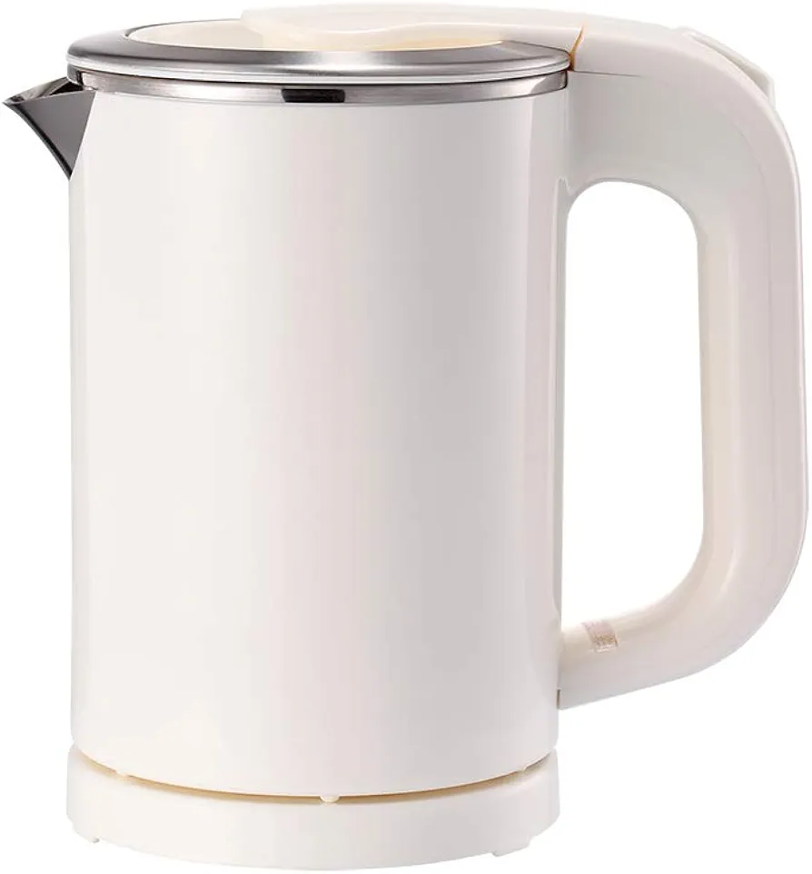 BonNoces Portable Electric Kettle - 0.5L Small Stainless Steel Travel Kettle - Quiet Fast Boil & Cool Touch - Perfect for Traveling Boiling Water, Coffee, Tea (White)