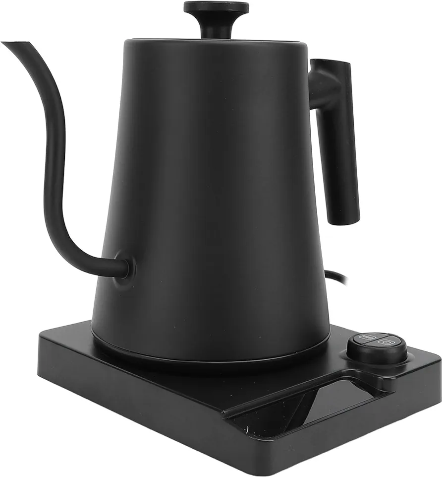 Electric Kettle, 1000ml LCD Display Matte Black Gooseneck Electric Kettle 304 Stainless Steel Temperature Control Electric Gooseneck Kettle for Pour Over Coffee (US Plug
