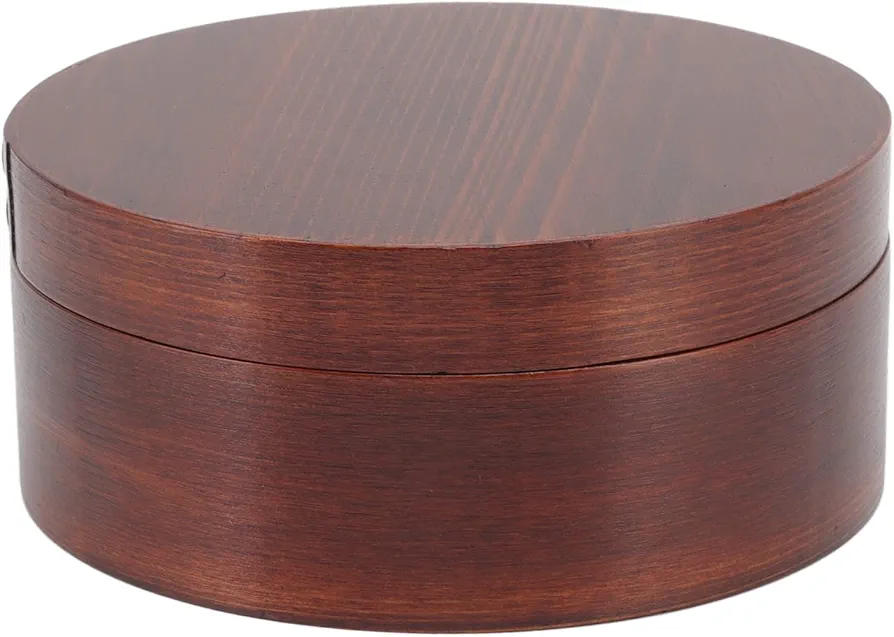 Niiyen Lunch Box Wood Bento Box Round Food Container Snack Organizer Single Level Wooden Storage Box For Office Home Camping Picnic