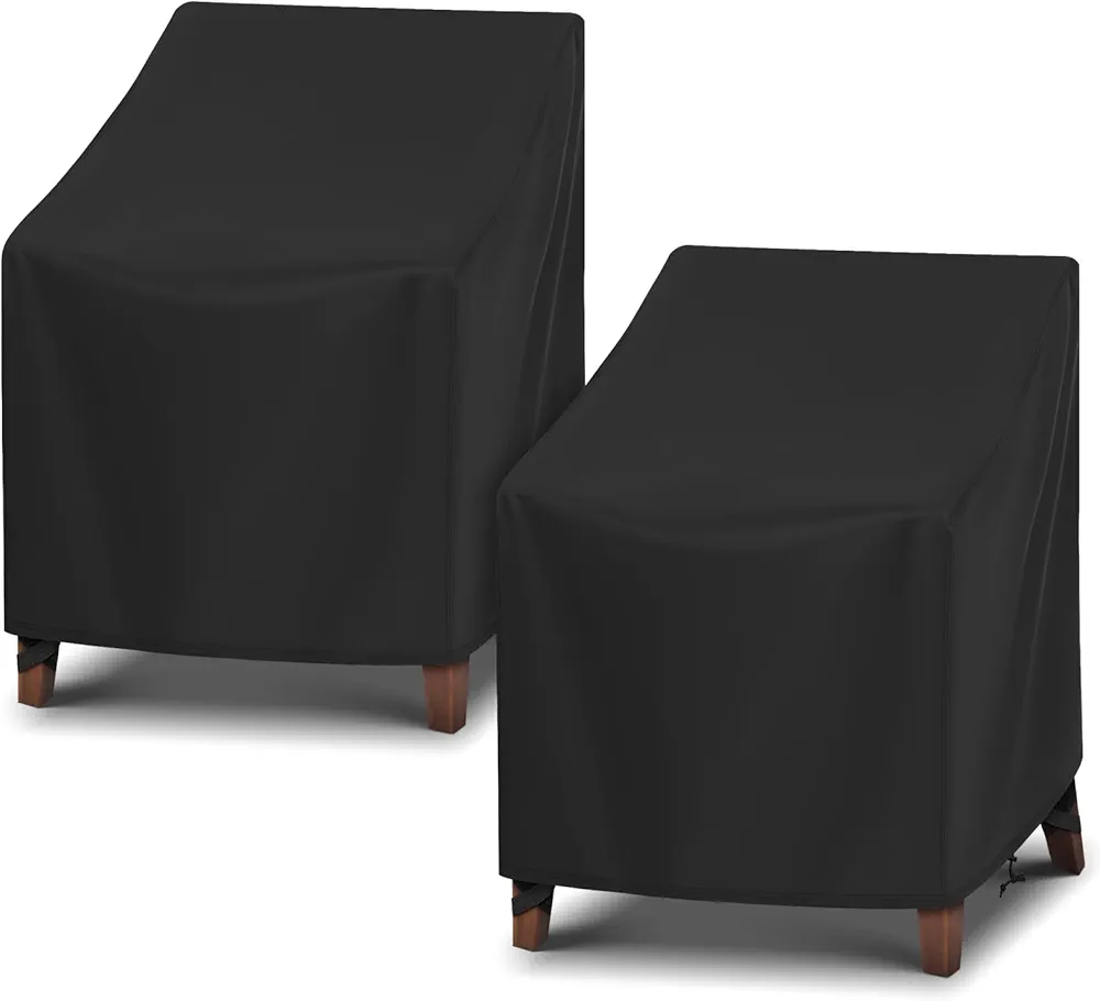 2 Pack Waterproof Patio Chair Covers, UV Resistant Outdoor Lounge Chair Covers for Outdoor Furniture, All Weather Protection - 27”L x 34W” x 32”H, Black