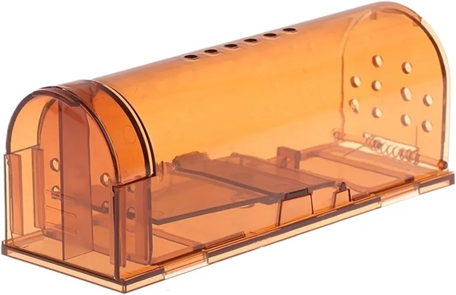 Rat Traps,Metal Single Row Door Mousetrap 1PC Smart Self-Locking Mousetrap Safe Firm Transparent Household Mouse Cage Mice Rodent Catcher (Color : Brown)