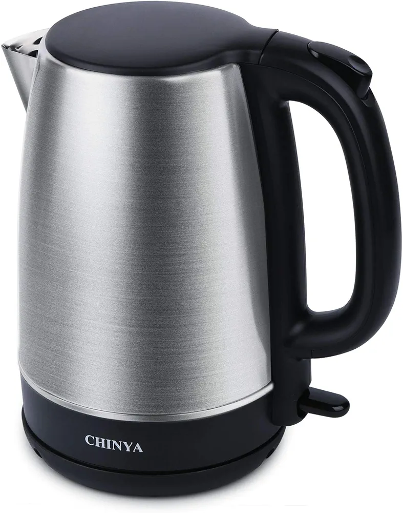 Electric Kettle, 1.7 Liter Stainless Steel Tea Kettle with Blue LED Light, Fast Heating Countertop Tea Maker Hot Water Boiler with Auto Shut-Off & Boil Dry Protection, Black