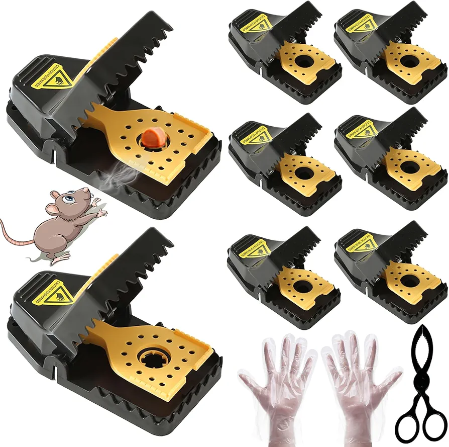 Mouse Traps Indoor for Home, Rat Trap Quick Effectively Best Mouse Trap [2024 Update] Mousetraps Use Indoor & Outdoor Reusable Mouse Traps, Snap Traps for Mice Traps Use Basement/Garage 8set(2L+6s)
