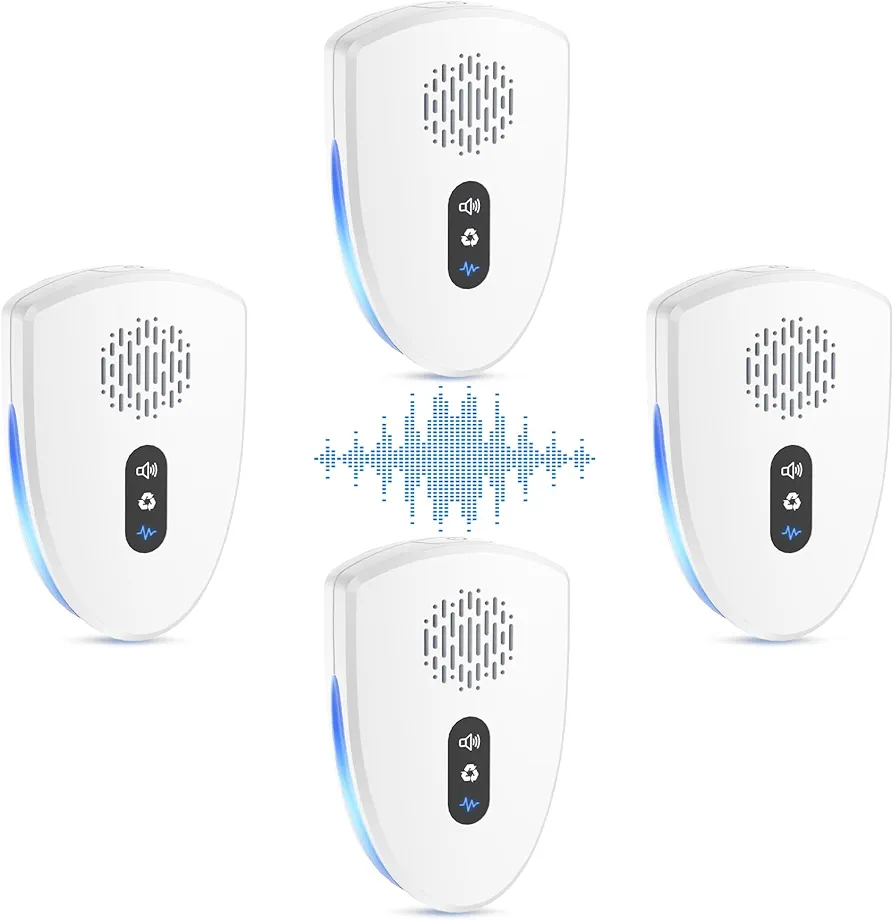 Ultrasonic Pest Control Repeller, Mouse Spider Mice Roach Bug Repellent Indoor Rodent Repellent Ultrasonic Plug in, Mouse Deterrent Ultrasonic for House Kitchen Garage Warehouse 4 Pack