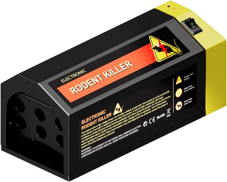 Rat Zapper Electronic Rat Trap Electric Mouse Traps Indoor for Home - Safe and Effective Mice Traps for House Indoor Kill - Rat Zapper Electronic Rat Trap Reusable - Electric Rat Trap Black