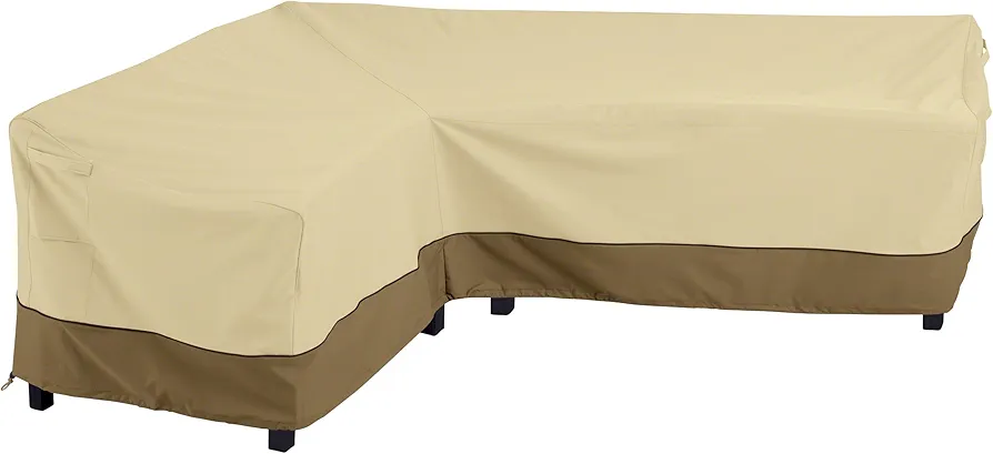 Classic Accessories 55-881-011501-RT Facing, Large Veranda Patio L-Shaped Sectional Sofa Cover, Left, Pebble, Patio Furniture Covers