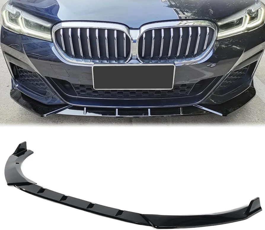 Front Bumper Lip for 2021 2022 2023 BMW 5 Series G30 G31 Facelift M Sport Gloss Black ABS Painted Front Bumper Lip Splitter Body Kits Car Accessories