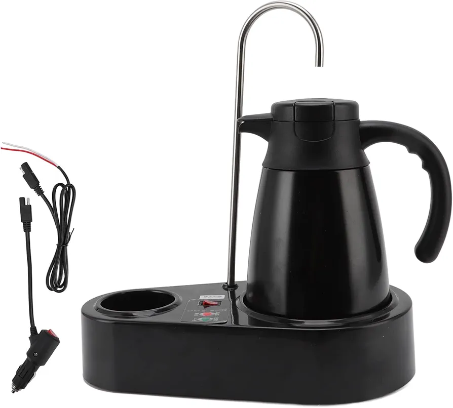 GaRcan Car Electric Water Kettle, Non Toxic and Tasteless 1.2L Car Water Kettle Stainless Steel Electric Kettle 24V Boiling Water Bottle for Car Travel Car Heating Cup/94