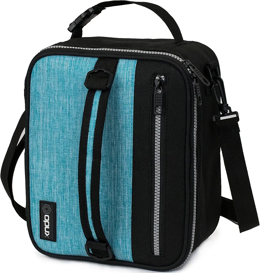 OPUX Insulated Lunch Box for Men Women Adult, Compact Lunch Bag for Kids Boy Girl Teen, Soft Lunch Cooler Bag for Work School, Leakproof Lunchbox Lunch Pail with Clip-on Buckle, Heather Sea Blue
