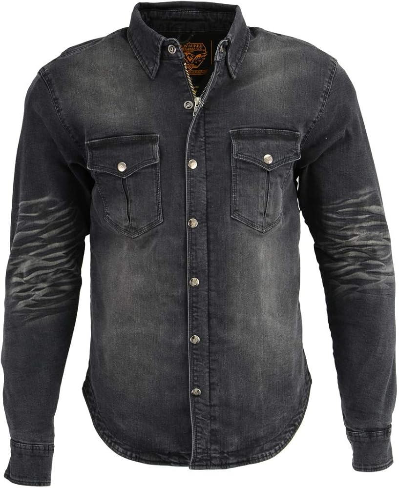 Mens Motorcycle Lightweight Waterproof CE armor Blk/White & Gray Checkered Flannel Riding Jacket Shirt