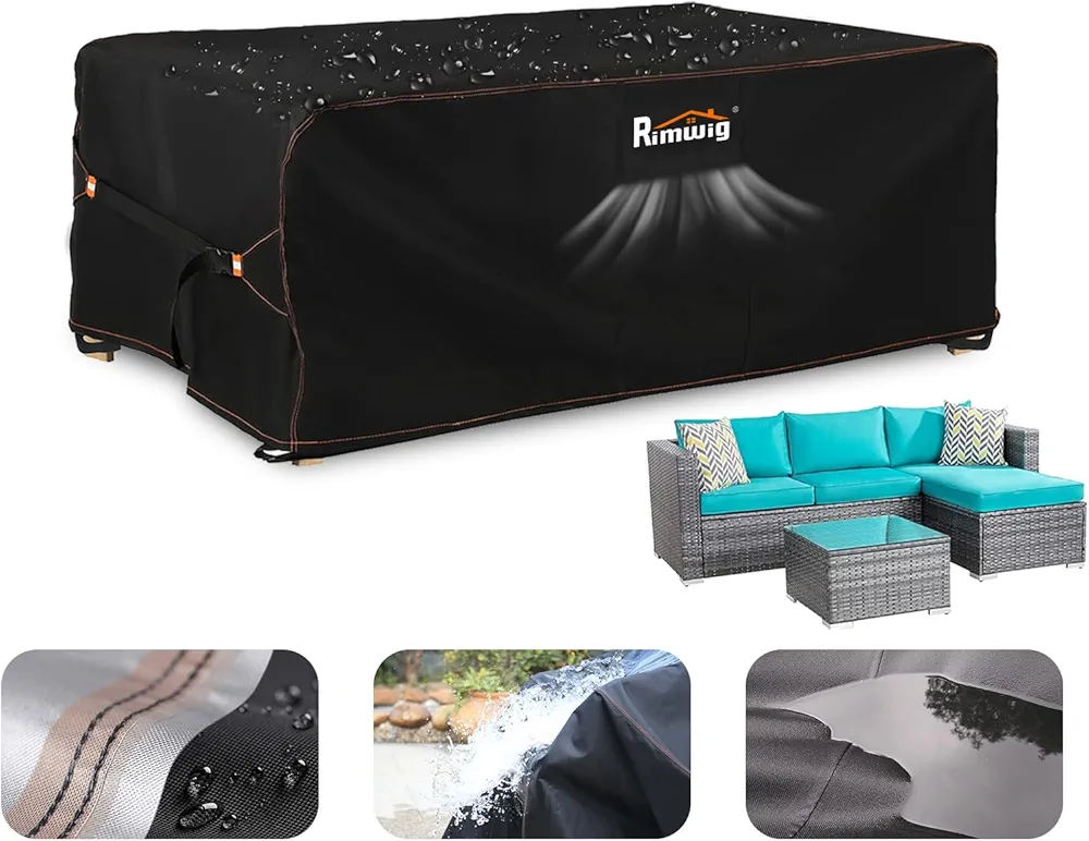 Patio Furniture Set Covers Waterproof, Outdoor funiture Covers for Winter Rectangular/Rectangle, Heavy Duty Outside Sectional couch Set Covers for Protection,clearance 84"L x 44"W x 28"H Black