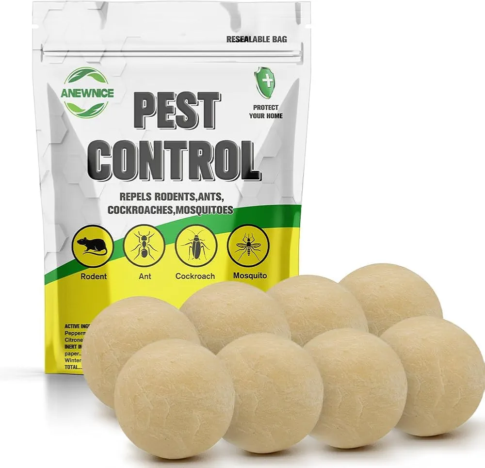 NJYNME Pest Control Balls, Peppermint Strongly Repel Rodents, Mouse, Mice, Rats, Ant, Roach, Moths & Other Pest, Indoor Mice Repellent, Mosquito Repellent-8P