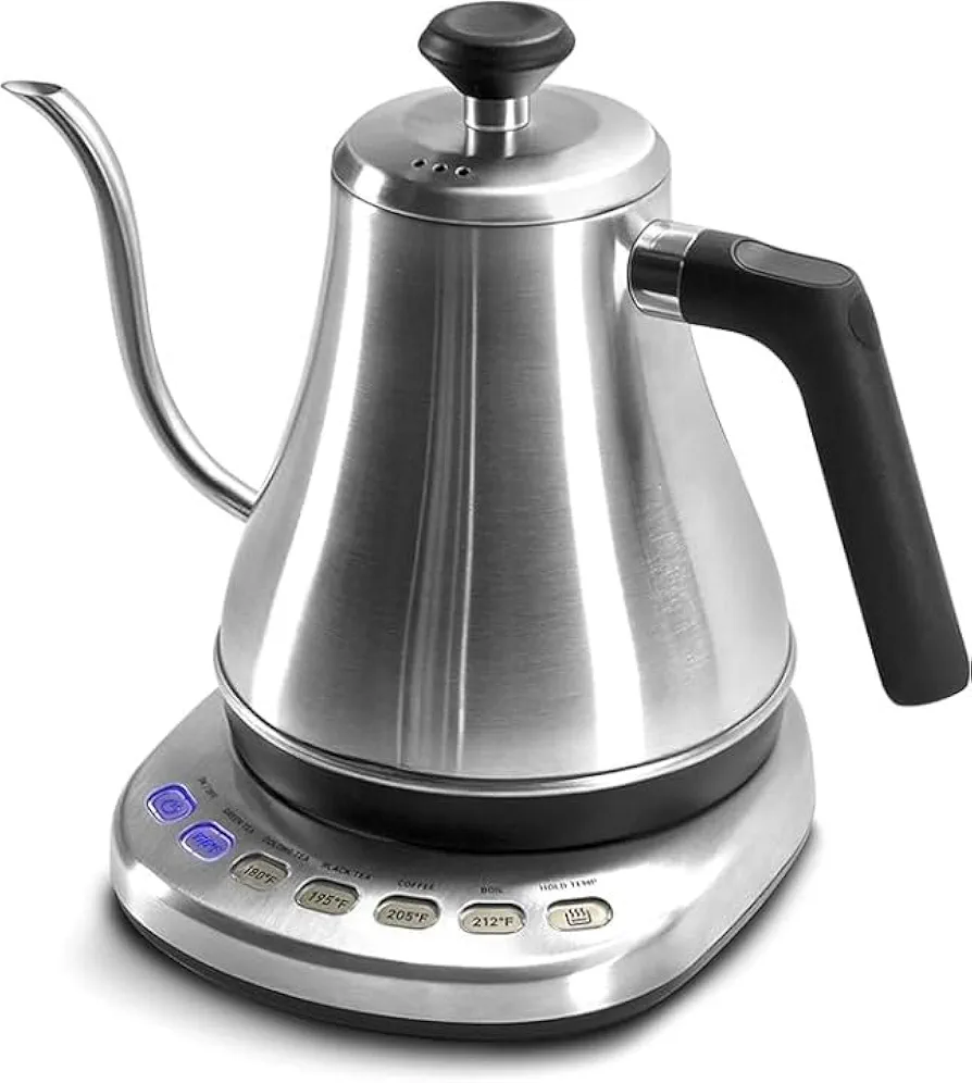Electric Gooseneck Kettle with Variable Temperature Control, Pour Over Coffee Kettle (Silver)