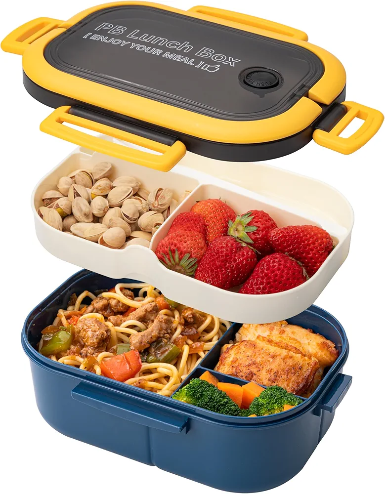 Bento Box Adult Size Stackable Lunch Box Container for Men and Women (Nature Green), Large
