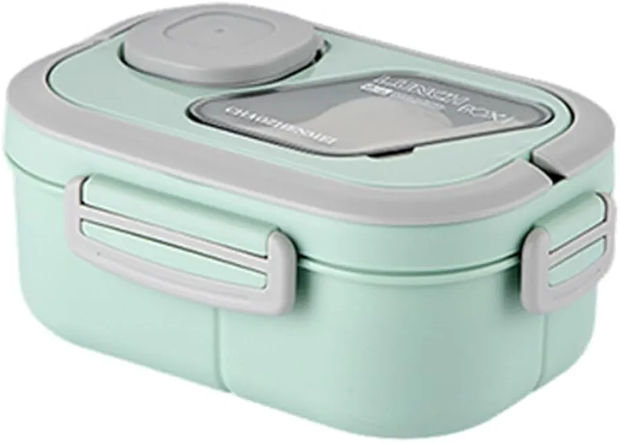 ikasus 1200ml Bento Lunch Containers for Adults, Bento Box Adult Lunch Box, Modern Minimalist Design Bento Box with Utensil Set, Leak-Proof Fresh-Keeping Lunchbox Bento Box for Dining Out (Green)