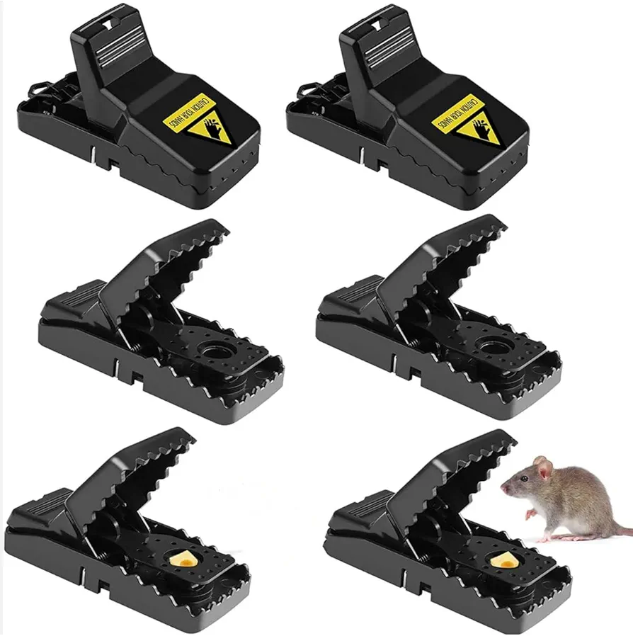6 Pack Rat Traps - Indoor/Outdoor Quick Effective Reusable Rat Snap Traps for Small to Large Rats, Instantly Kills with Powerful Steel Spring-Loaded Snap Trap