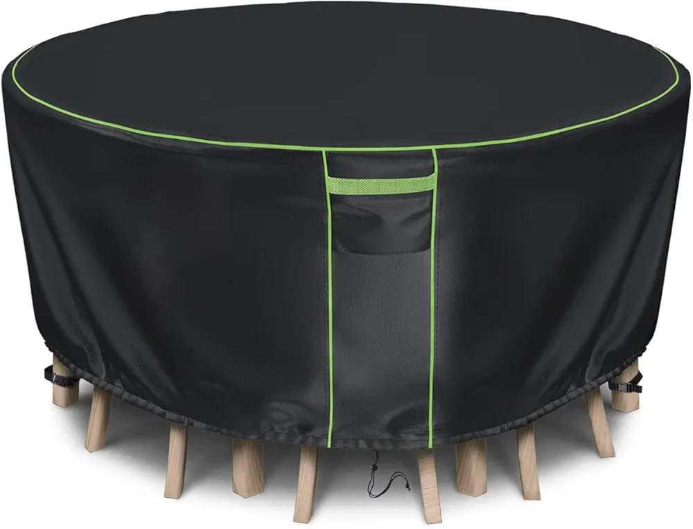 Round Patio Furniture Covers, 100% Waterproof Outdoor Table Chair Set Covers, 600D Heavy Duty Patio Furniture Covers, Anti-Fading, UV Resistant, 72" Dia x 28" H, Black