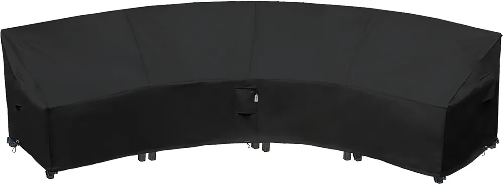 Curved Patio Furniture Cover for Outdoor Sectional Sofa, 190"(128") Reinforced Waterproof 600D Patio Couch Cover, Lawn Outside Garden Furniture Winter Protective Cover
