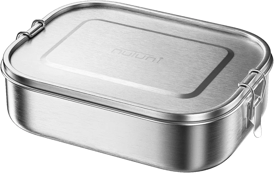 Large Lunch Box for Adults and Kids, 47oz Stainless Steel Food Lunch Box, 1400ML Leak-Proof Metal Bento Box, Food Storage Contaniers For School, Travel, Work
