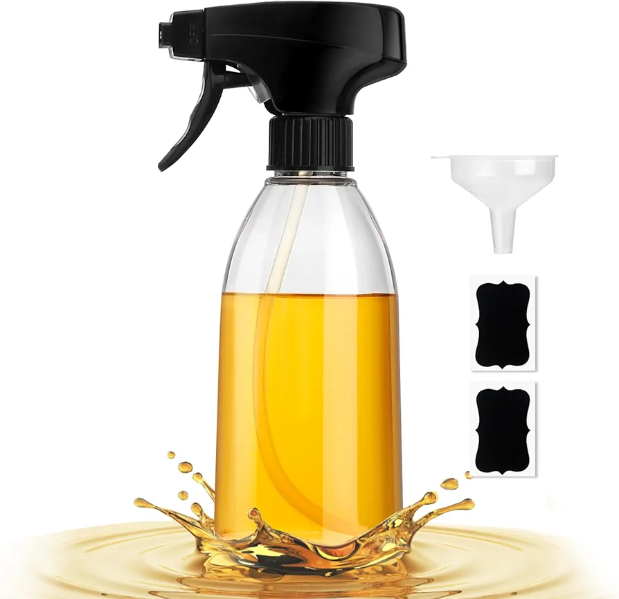 GMISUN Oil Spray Bottle, Olive Oil Sprayer For Cooking, 10 fl oz Food-Grade Plastic Oil Mister Spritzer, Refillable Oil Dispenser Bottle For Salad, BBQ, Grilling, Kitchen Baking, Roasting