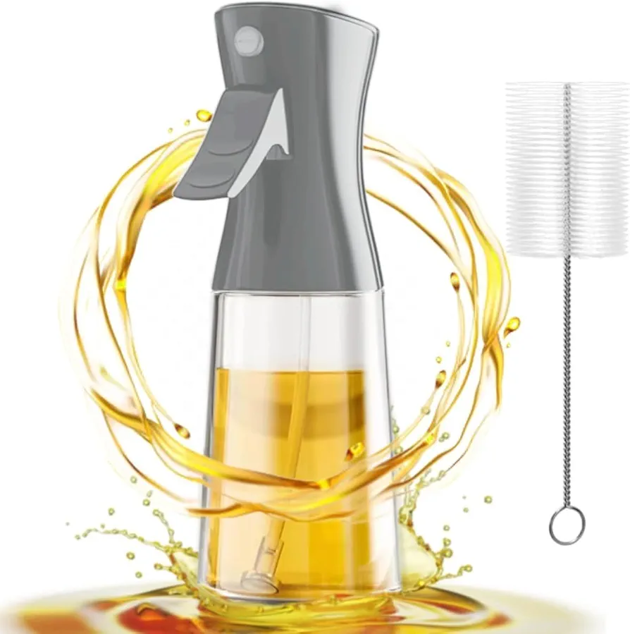 Oil Sprayer for Cooking - 180ml Glass Olive Oil Sprayer Mister with Brush, Olive Oil Dispenser Bottle, Thick Glass, Kitchen Gadgets Accessories(Gray)