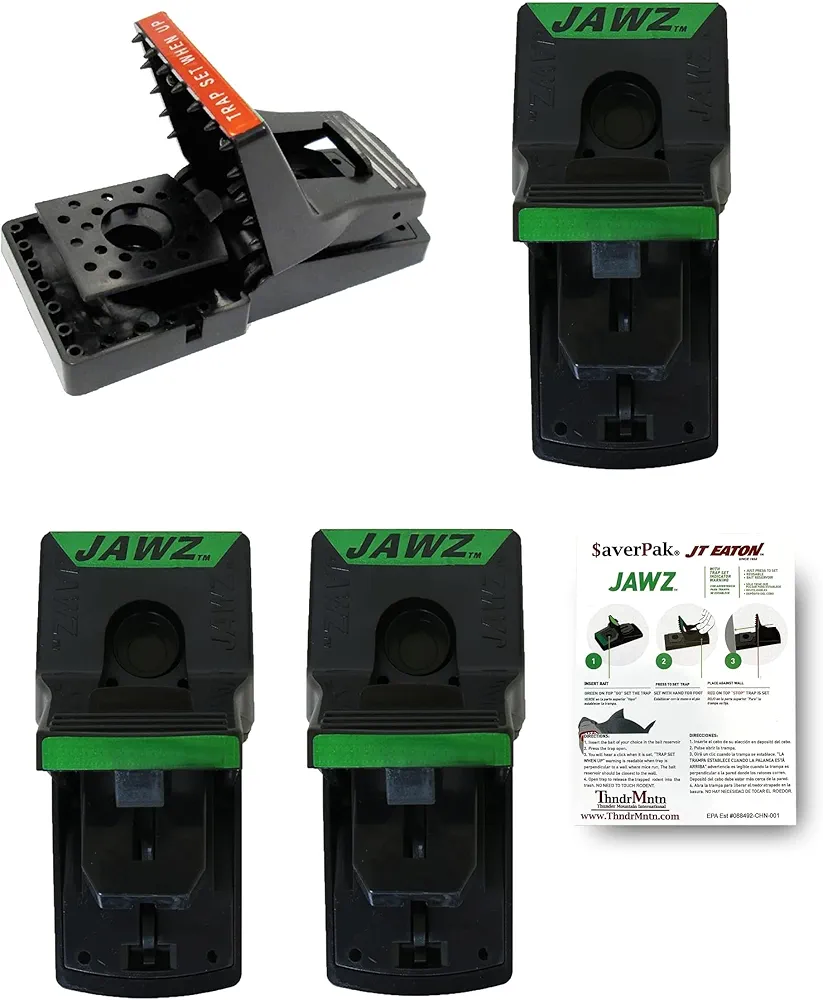 $averPak 4 Pack - Includes 4 JT Eaton Jawz Rat and Chipmunk Traps for use with Solid or Liquid Baits