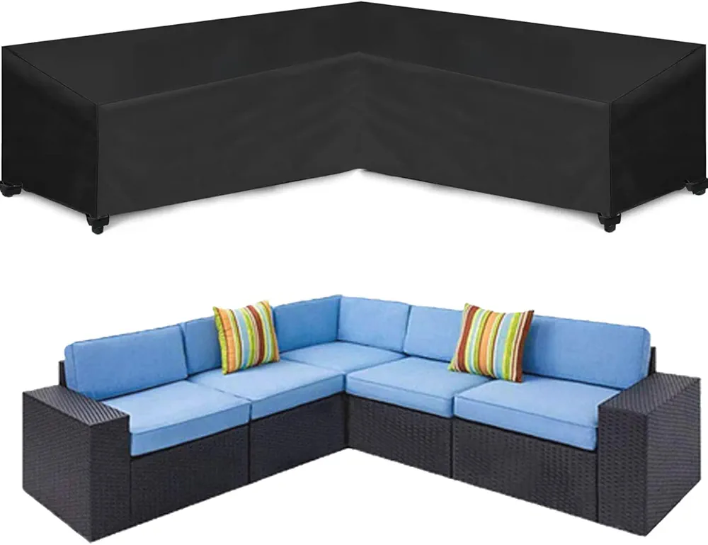 Oslimea Patio V-Shaped Sectional Sofa Cover 85" x 85" Waterproof Outdoor Sectional Furniture Cover Patio Furniture Cover Garden Couch Protector, Lawn Patio Furniture Cover for Deck, Lawn and Backyard