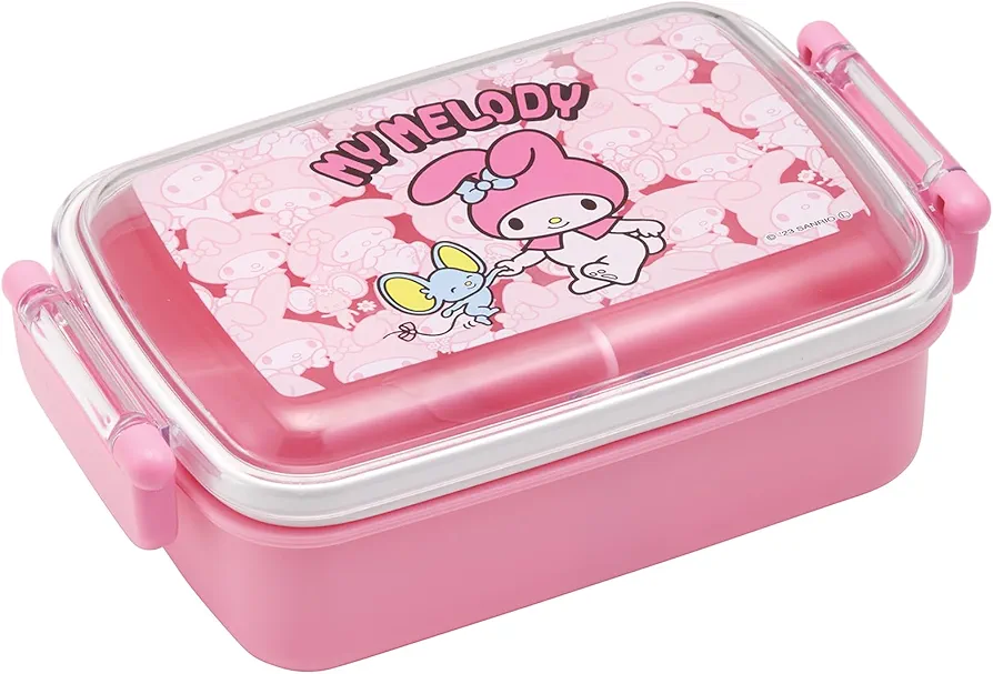 My Melody Bento Lunch Box (15.22oz) - Cute Lunch Carrier with Secure 2-Point Locking Lid - Authentic Japanese Design - Durable, Microwave and Dishwasher Safe - Friends