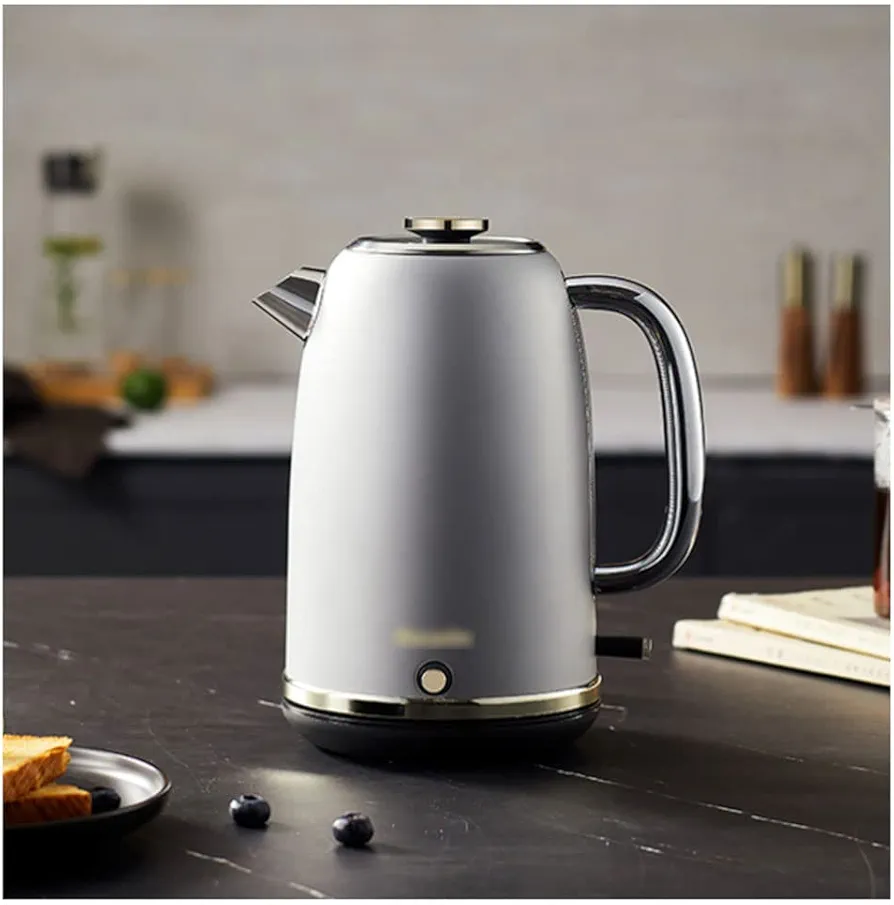 Electric Water Kettle Cordless Electric Kettle Stainless Steel Electric Tea Kettle 1.8 Litre Fast Boil Kettle Retro Tea Heater Hot Water Boiler Electric Tea Kettle (Color : Silver)