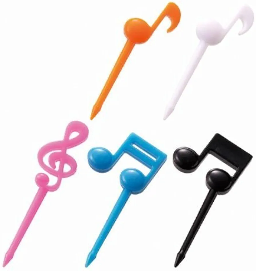 Music note food picks black white for Bento Box Lunch Box