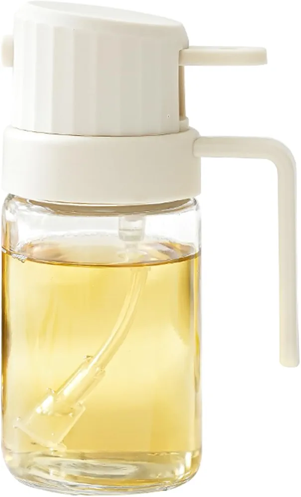 Olive Oil Sprayer For Cooking,6.7oz/200ml Glass Oil Mister Spray Bottle For Cooking,Wide Opening Easily Refill Olive Oil Spray Bottle,Cooking Oil Sprayer (Beige) B