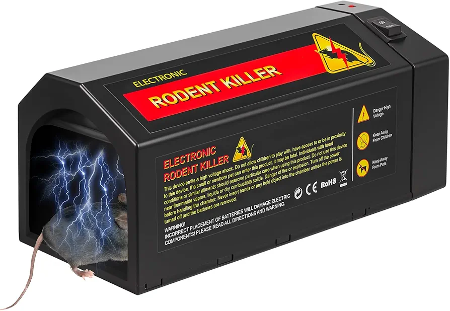 Electric Mouse Trap Zapper Powerful Rat Traps Indoor for Homes with Anti-Escape Door, Effective & Reusable Humane Rodent Zapper Electric Mice Trap Shock Killer for Home and Garage, No Touch, Black