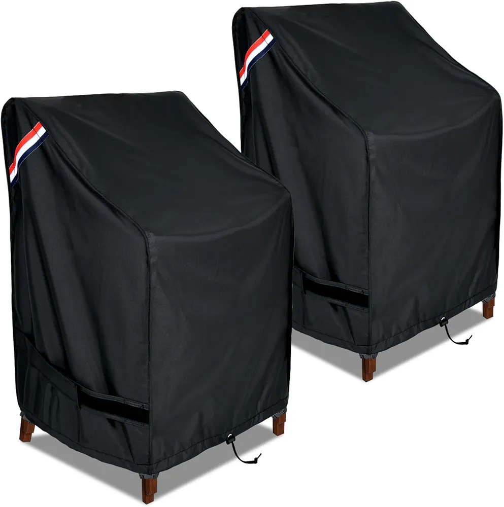 KylinLucky Stackable Patio Chairs Covers Waterproof 25W x 25D x 47H inches 2pack, Outdoor Furniture Covers Heavy Duty for 4-6 Stackable Dining Chairs