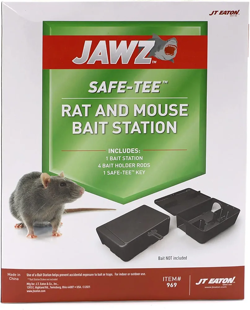 JT Eaton Jawz Safe-Tee 969 Rat and Mouse Bait Station, Black