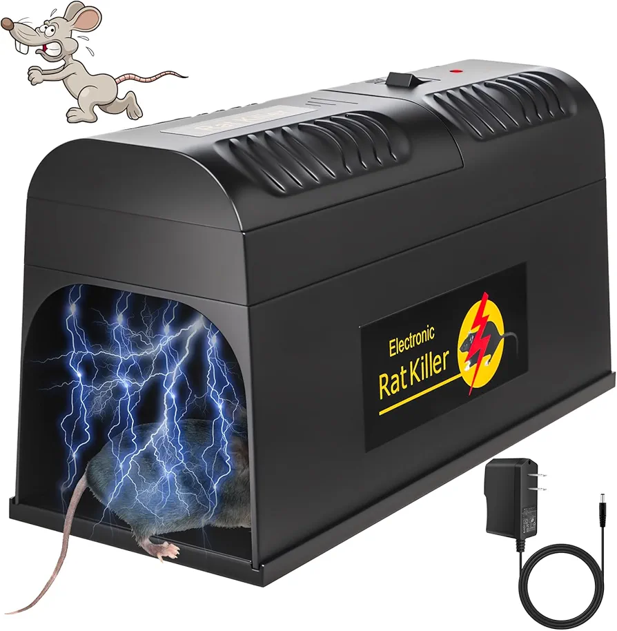 Electric Mouse Trap Zapper Powerful Rat Traps Indoor for Homes with Anti-Escape Door, Effective & Reusable Humane Rodent Zapper Electric Shock Killer for Home,Garage,Bedroom (1)