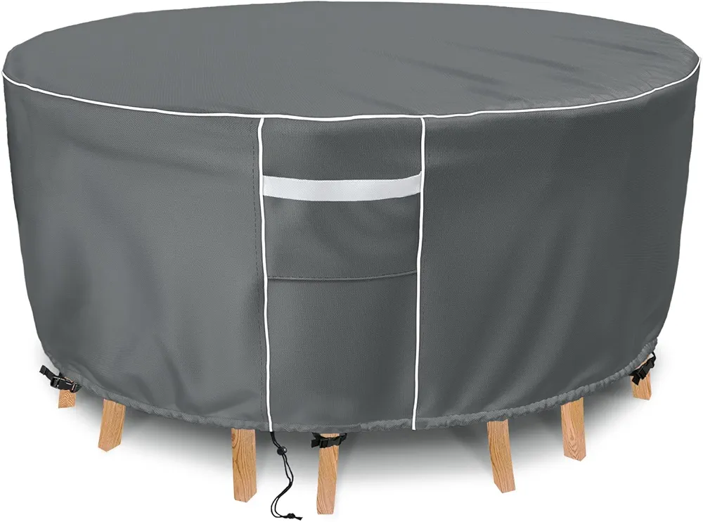 Gasadar Outdoor Furniture Cover Waterproof, Round Patio Furniture Cover, 600D Heavy Duty Patio Table and Chairs Covers, All Weather Protection Covers for Outdoor Dining Set, 72" Dia x 28" H -Grey