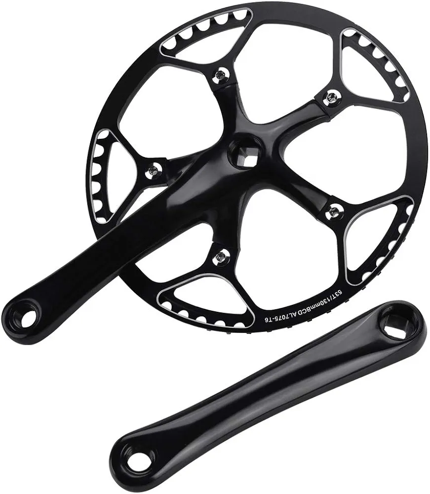 SUNGOOYUE Crankset, Single Speed Crankset Mountain Bike Aluminum Alloy Hollow Integral Mountain Bike Crankset Arm Speed Fixed Gear,Easy to Modify Single Crank Set