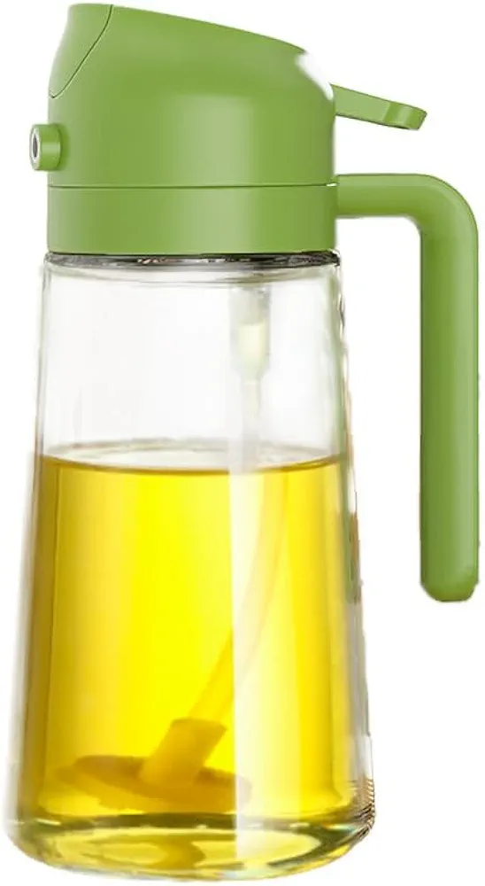 Cooking Oil Spray Bottle -2-in-1 Oil Sprayer and Oil Sprayer-16 oz / 470 Olive Oil sprayer - Oil sprayer for cooking,salad,barbecue,kitchen gadget accessories (green)