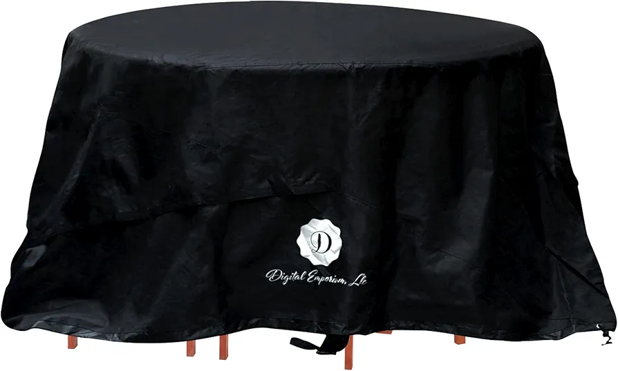 Round Patio Table Cover for Outdoor Furniture 100% Waterproof UV Resistant 92 L DIA x 28 H Black