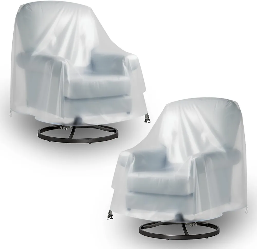 Outdoor Swivel Lounge Chair Cover 2 Pack, Waterproof Heavy Duty Outdoor Chair Covers, Patio Rocking Chair Covers for Outdoor Furniture, (39" L x 37" W x 38" H), Frosted PVC