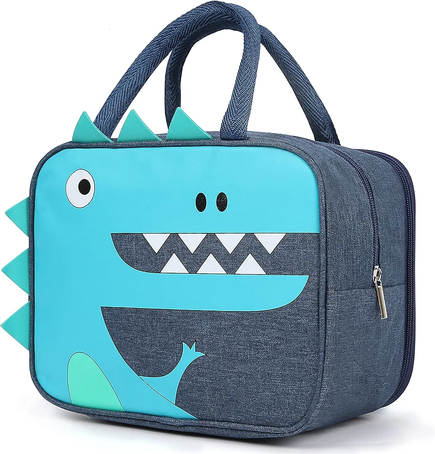 Insulated Lunch Box Bag for Kids, Reusable Durable Lightweight Lunch Bag for Girls Boys, Keep Food Cold/Warm, Dinosaur