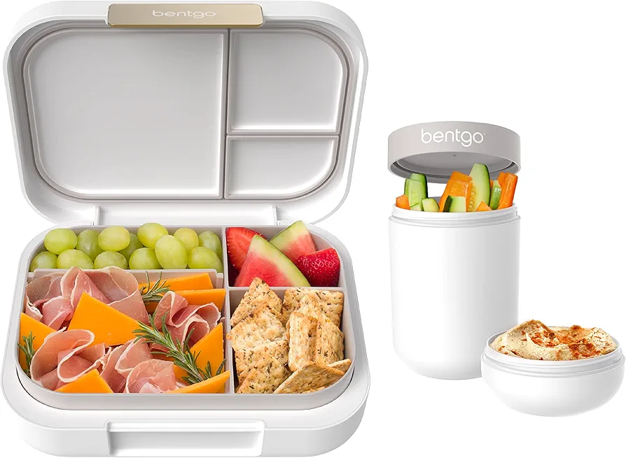 Bentgo® Modern Bento-Style Lunch Box Set With Reusable Snack Cup (White)